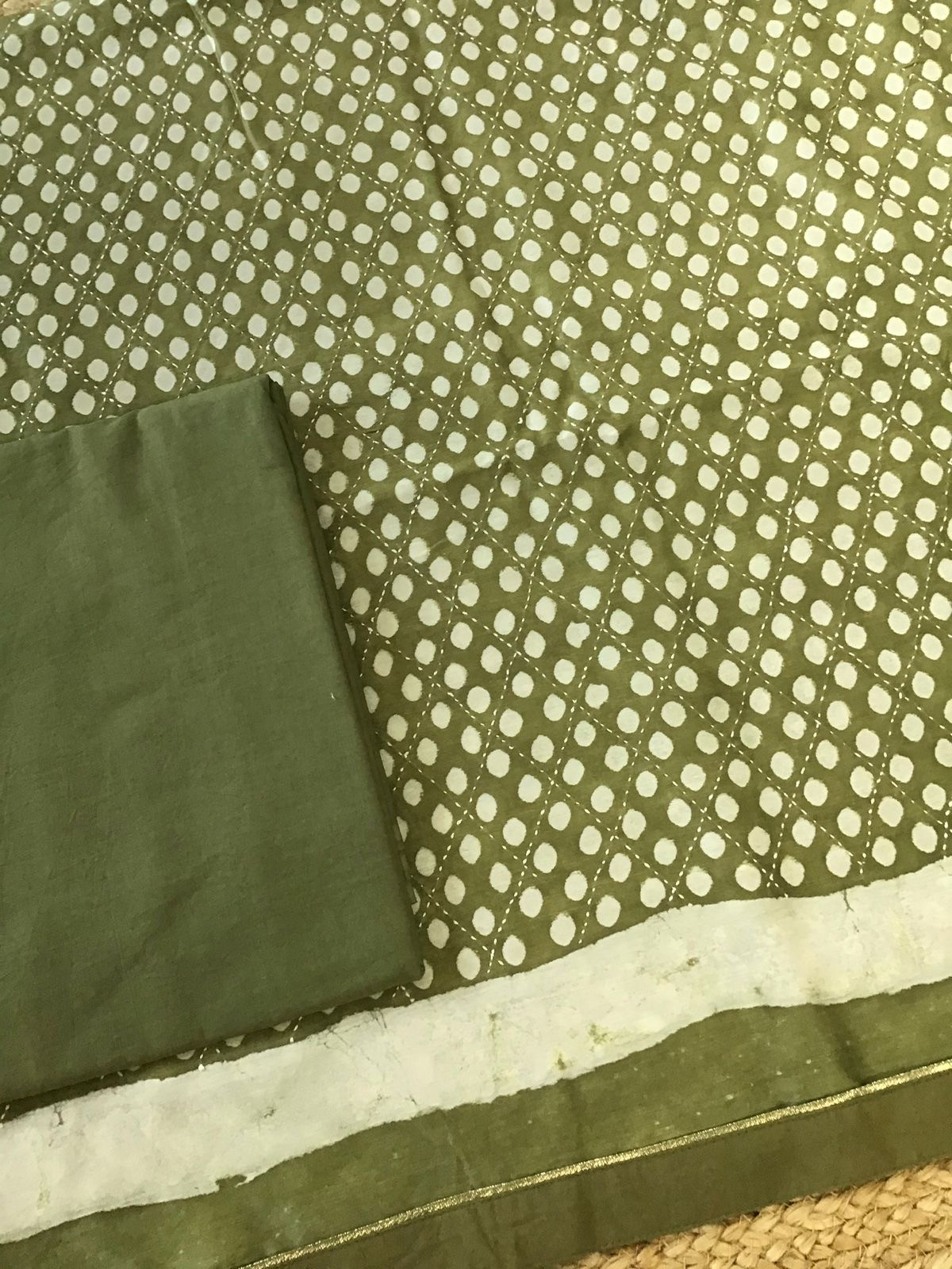 Pure Chanderi Printed Embroidered Suit - Green