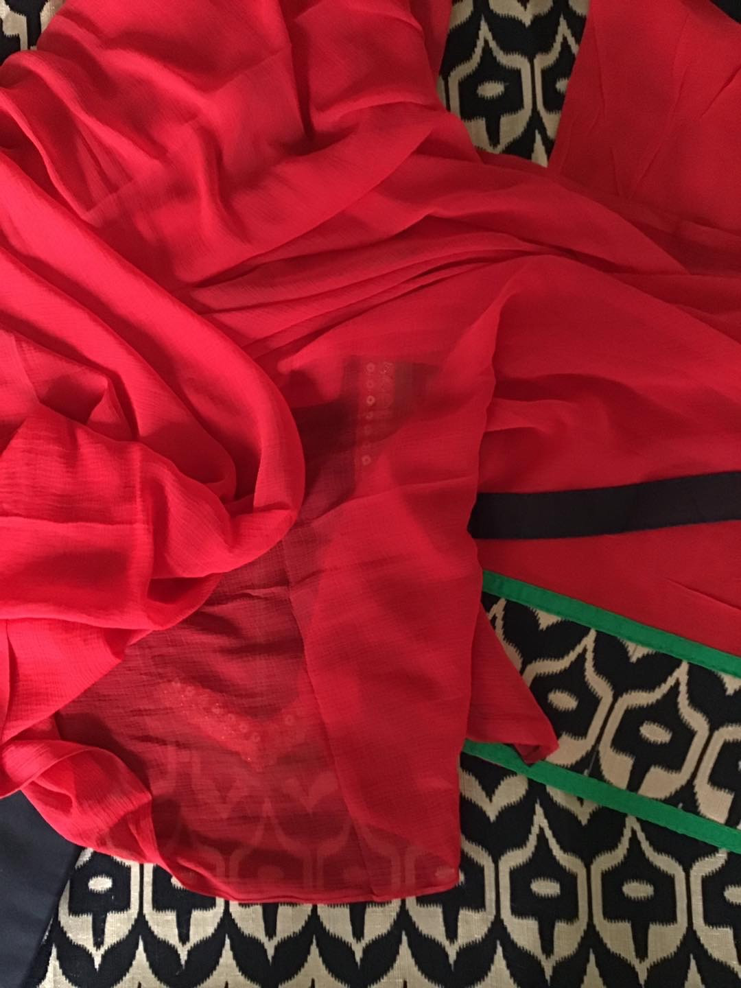 Pure Cotton Silk Printed Embroidered Suit - Black