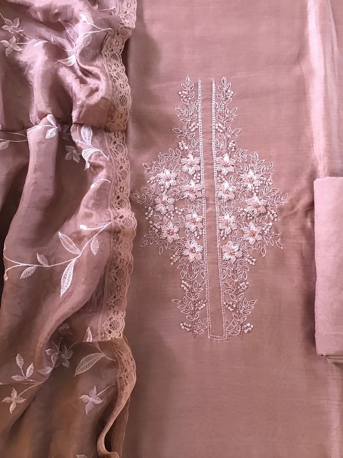 Pure Chanderi Embroidered Suit - Pink