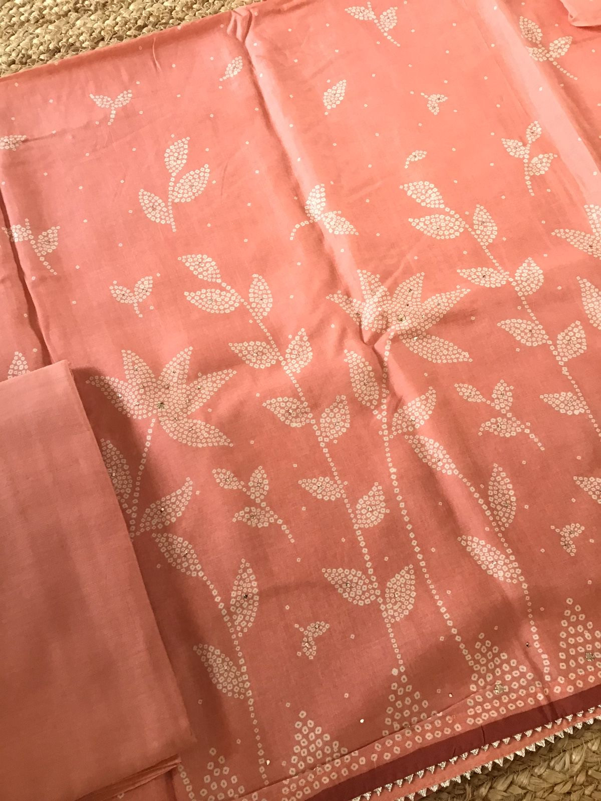 Pure Muslin Printed Embroidered Suit - Peach