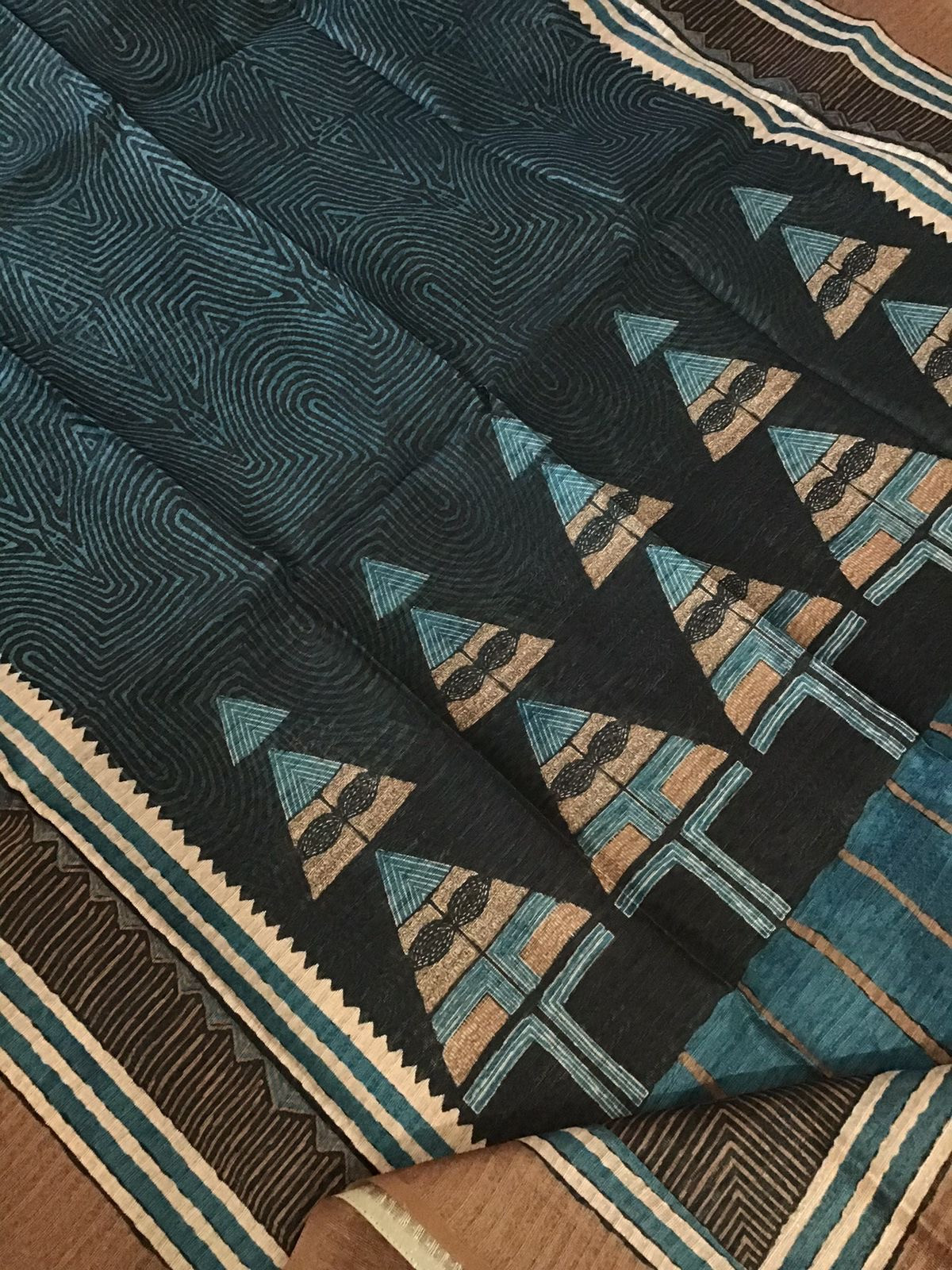 Soft Kora Chanderi Printed Embroidered Suit - Black