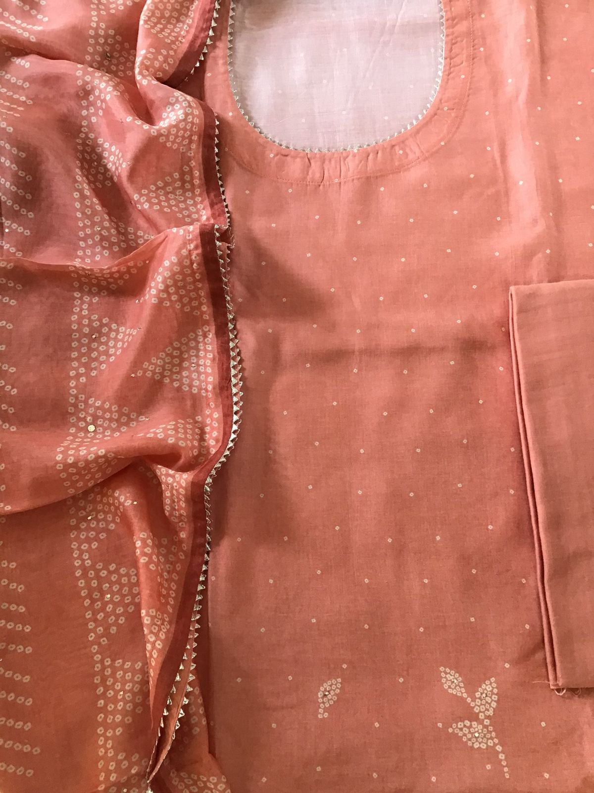 Pure Muslin Printed Embroidered Suit - Peach