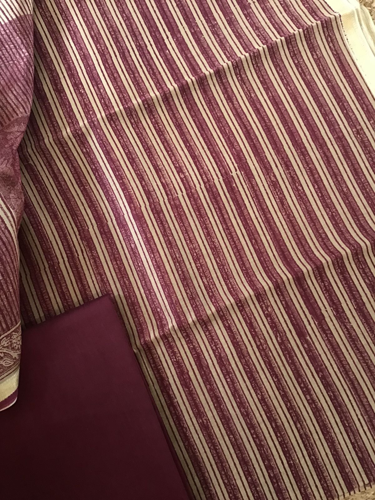 Pure Maheshwari Printed Suit - Maroon