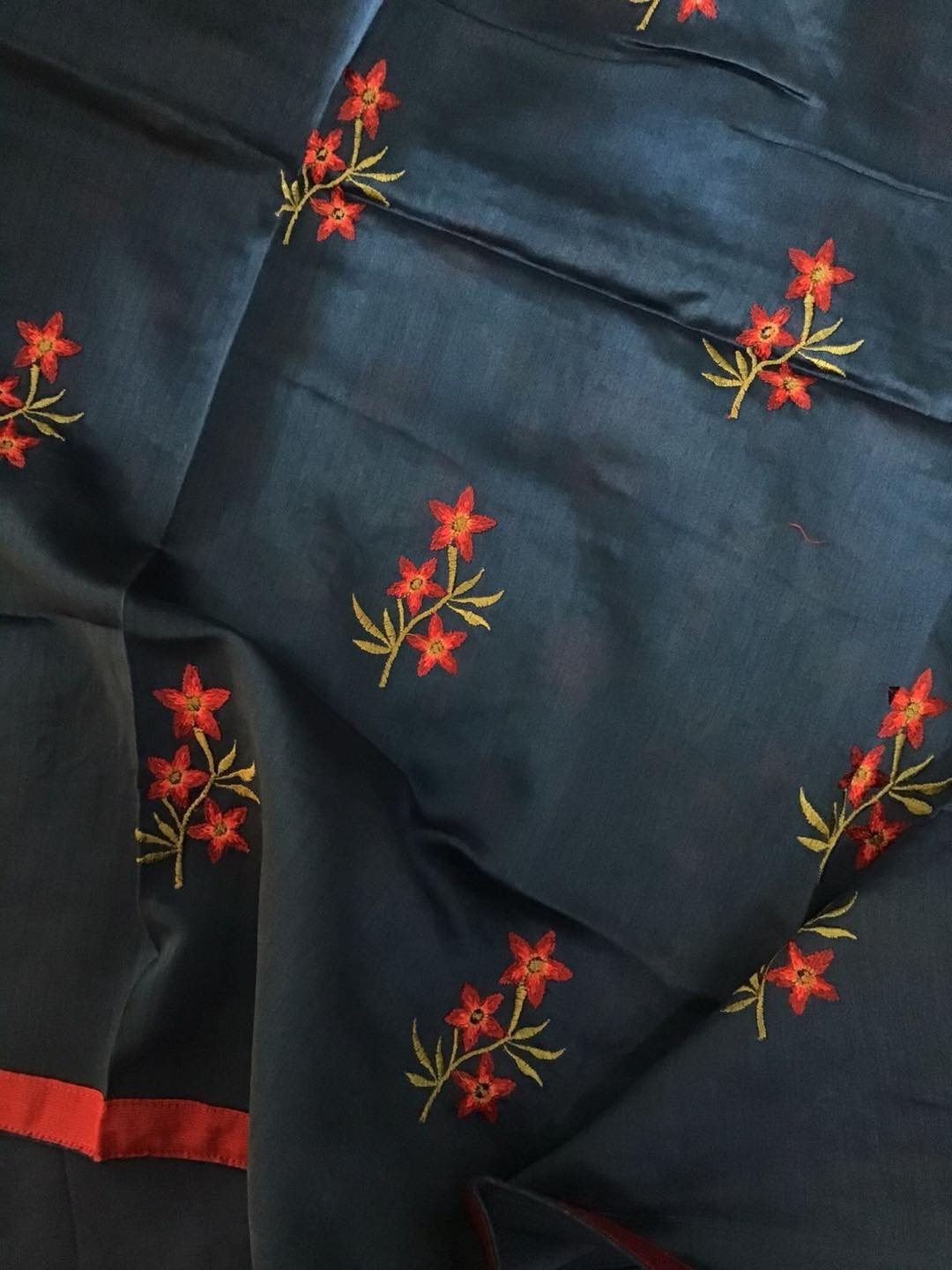 Pure Chanderi Embroidered Suit - Blue