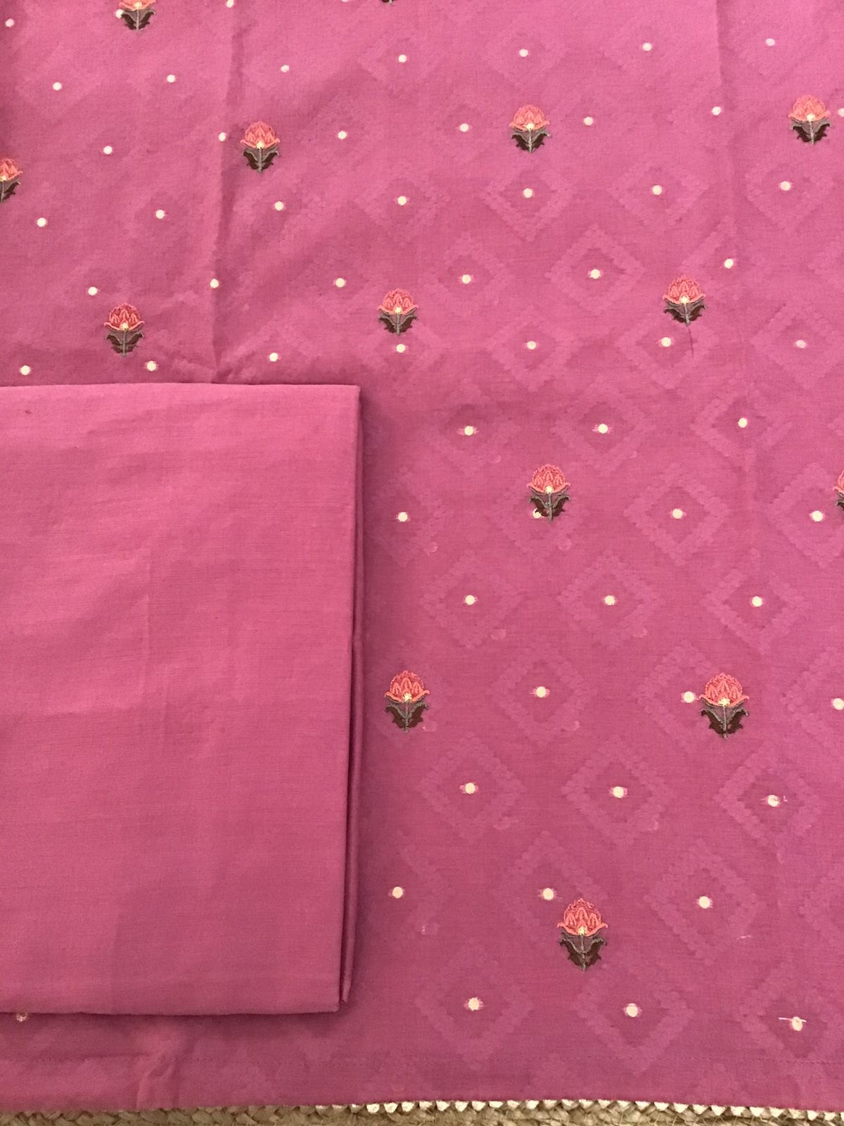 Pure Chanderi Silk Banarasi Weaved Embroidered Suit - Pink