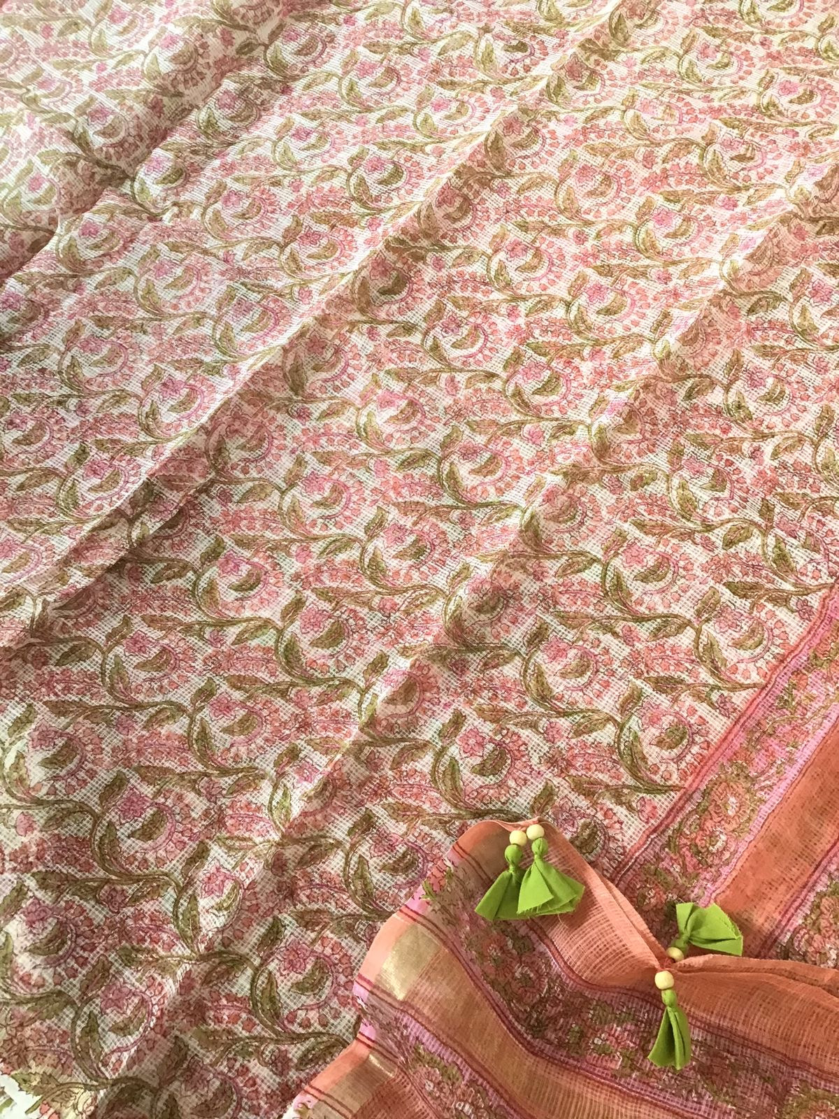 Pure Cotton Printed Embroidered Suit - Peach