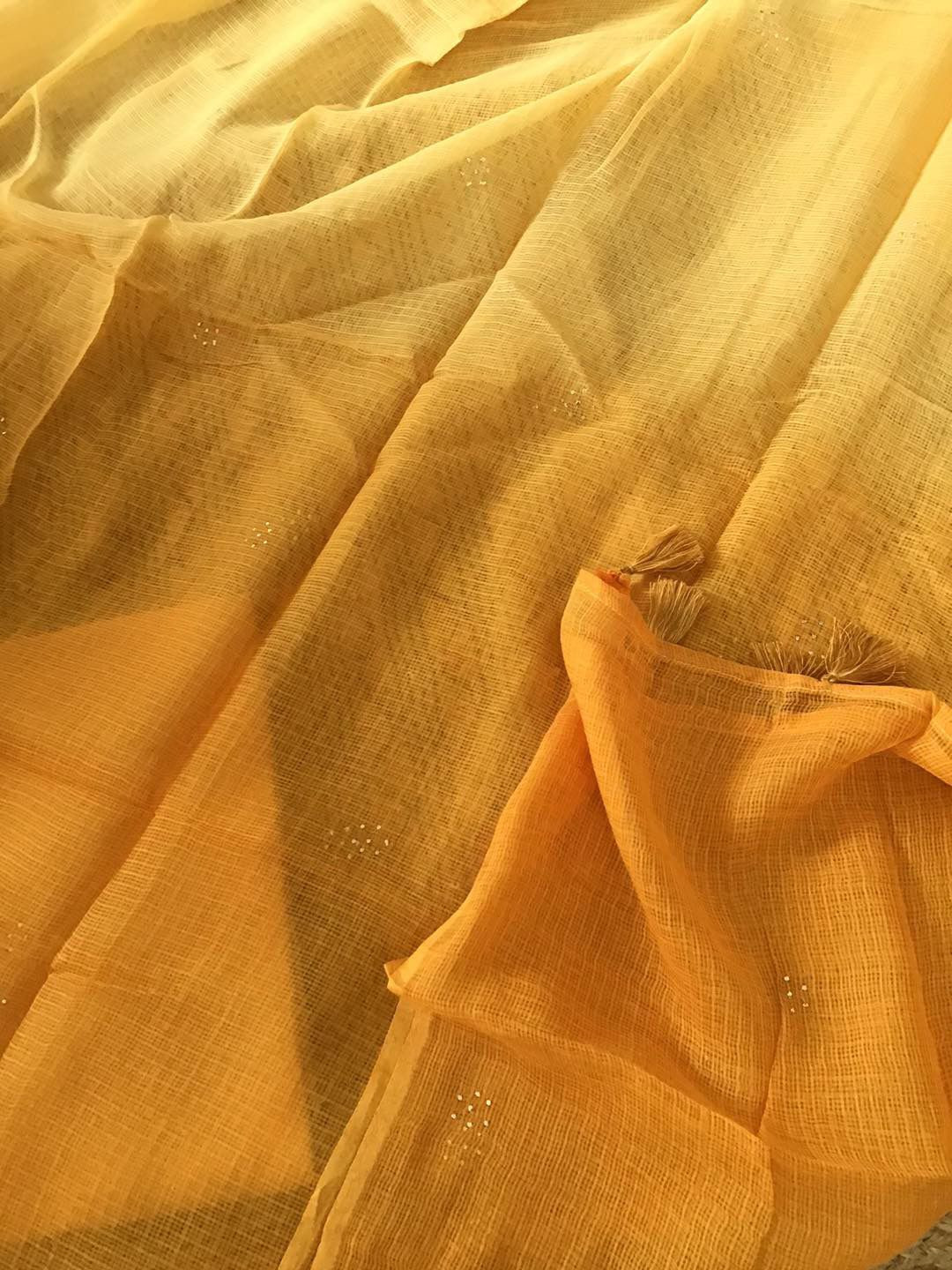 Pure Chanderi Embroidered Suit - Yellow