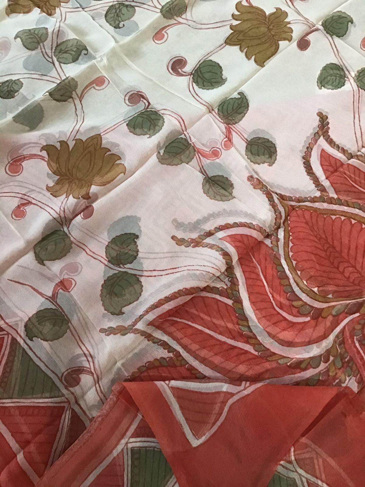 Pure Cotton Printed Suit - Orange