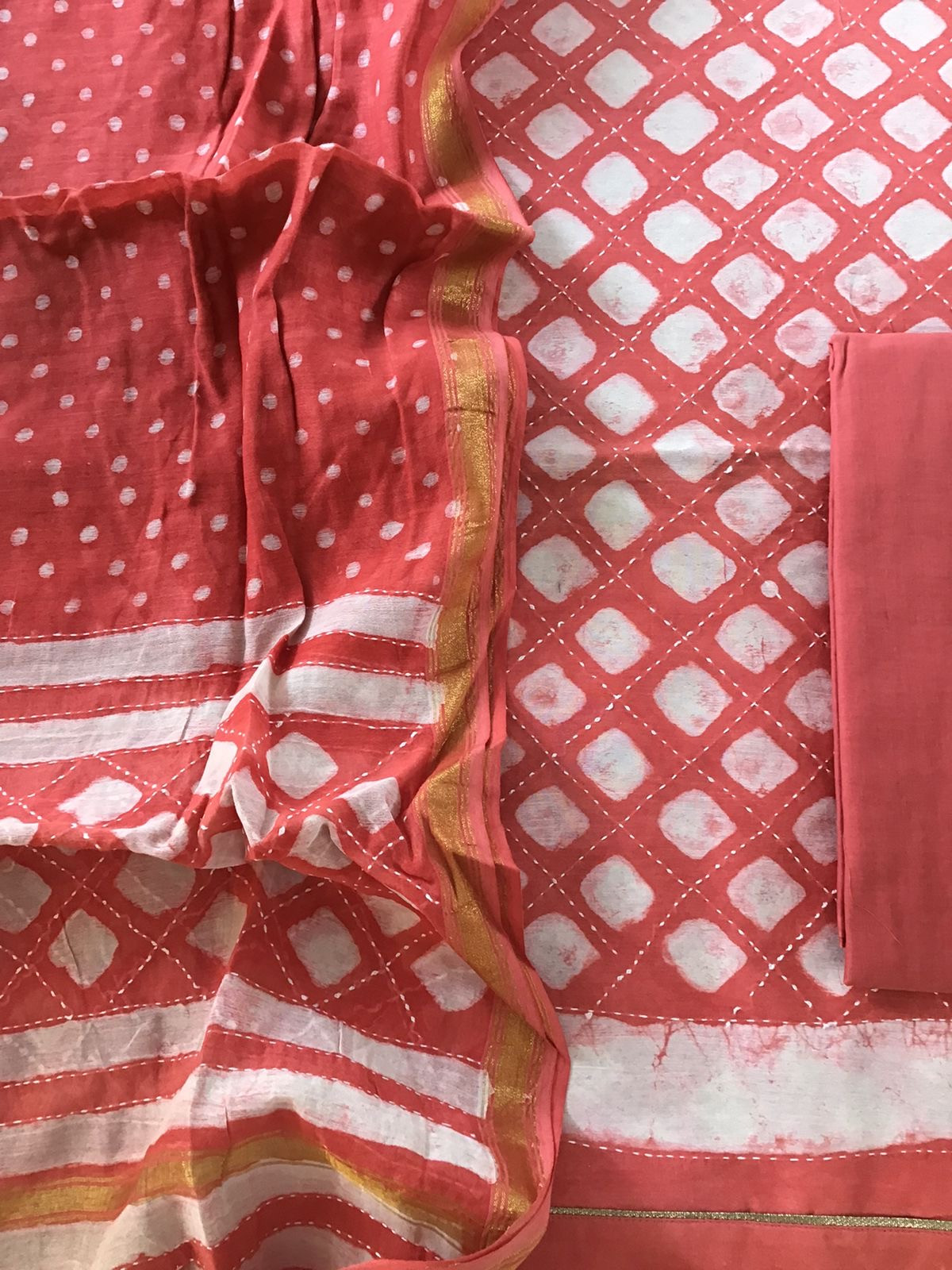 Pure Chanderi Printed Embroidered Suit - Peach