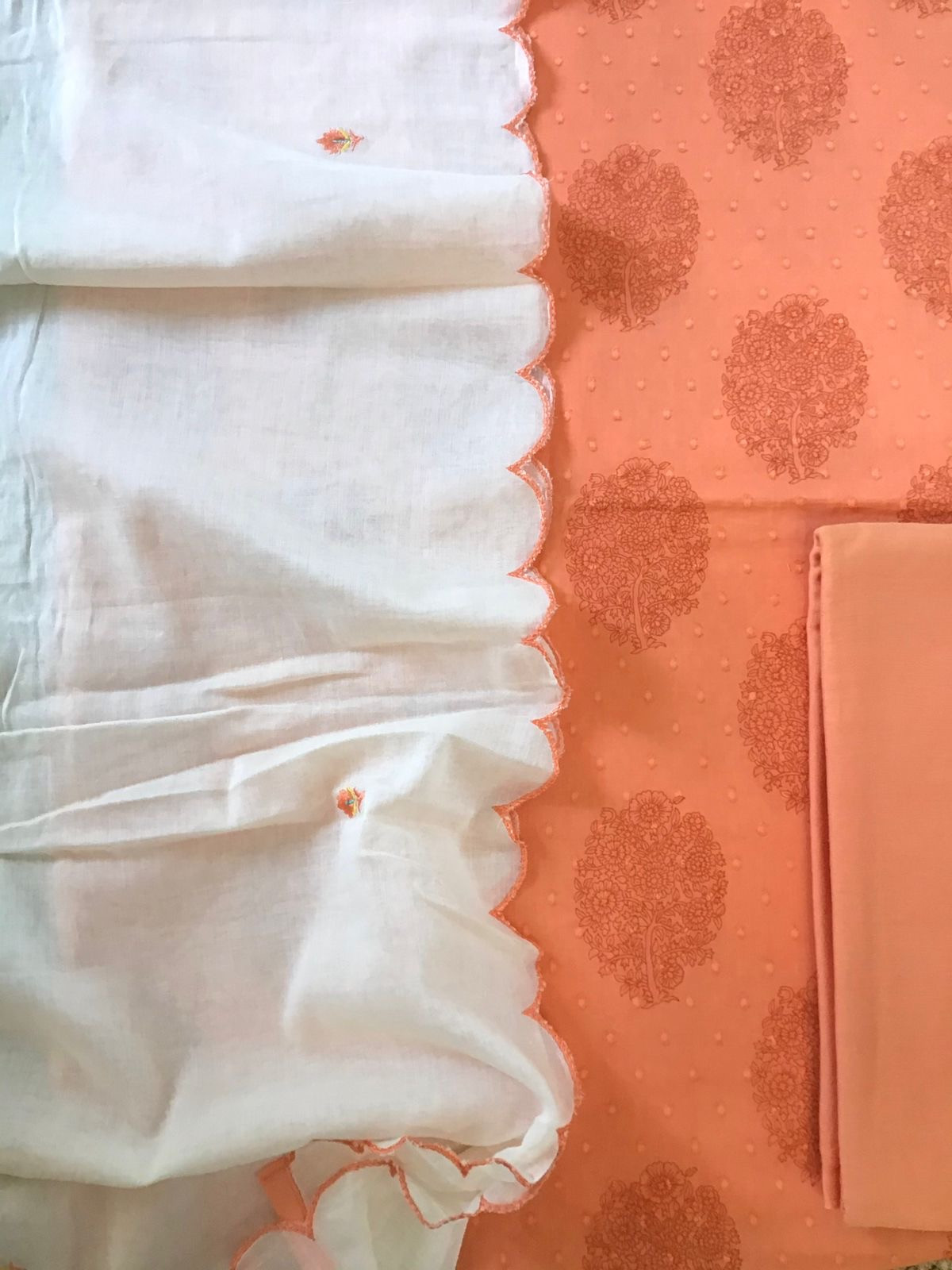 Pure Cotton Printed Suit - Peach