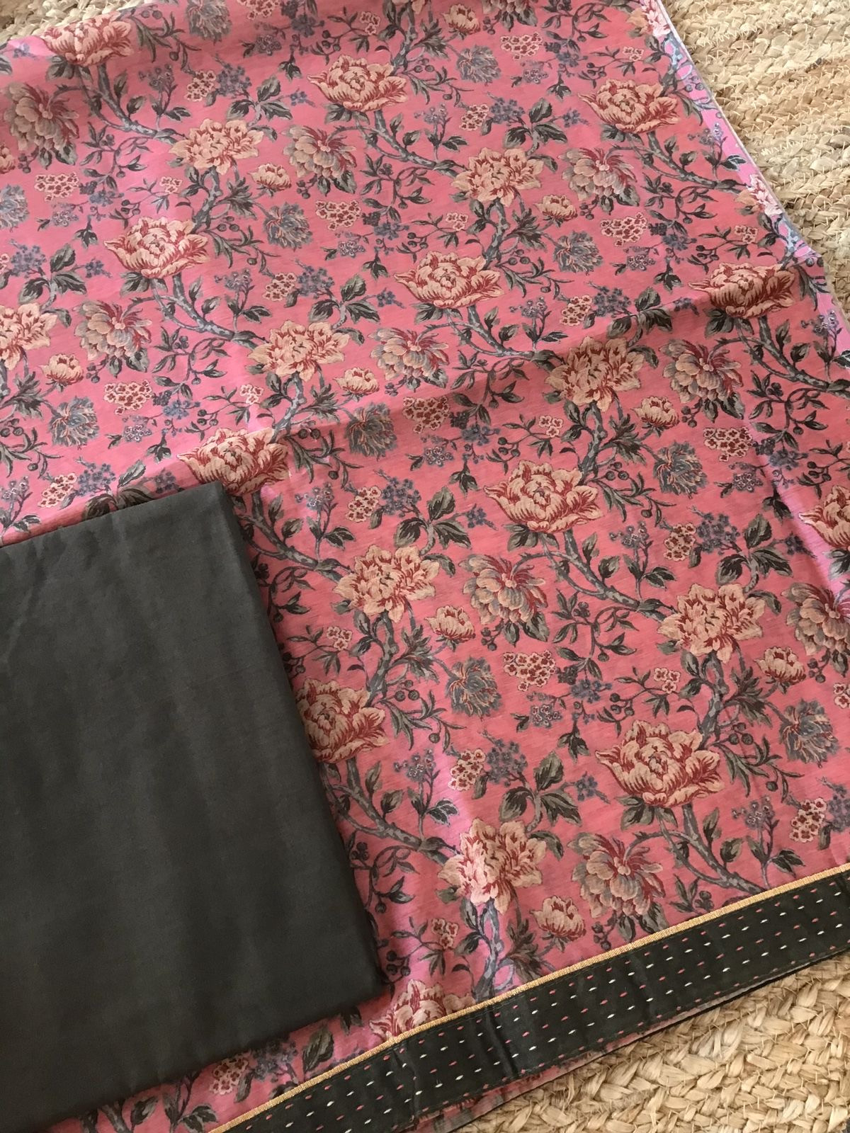 Pure Chanderi Printed Suit - Pink