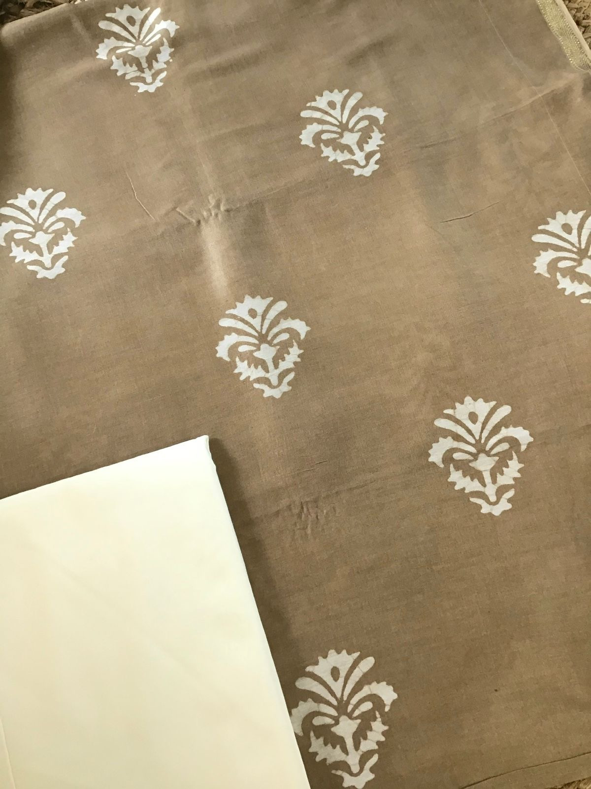 Pure Maheshwari Printed Suit - Beige