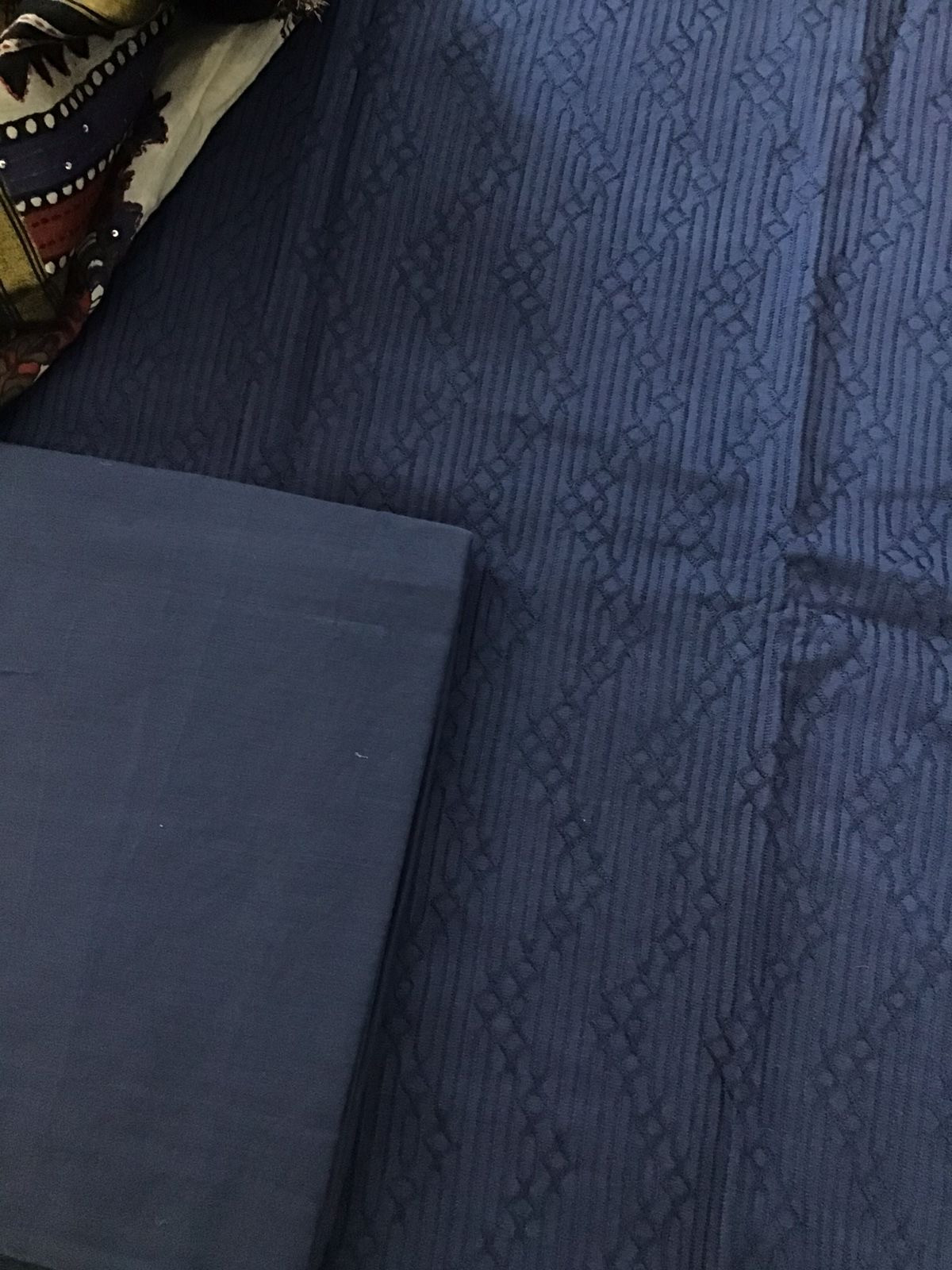 Pure Linen Chanderi Silk Embroidered Suit - Blue