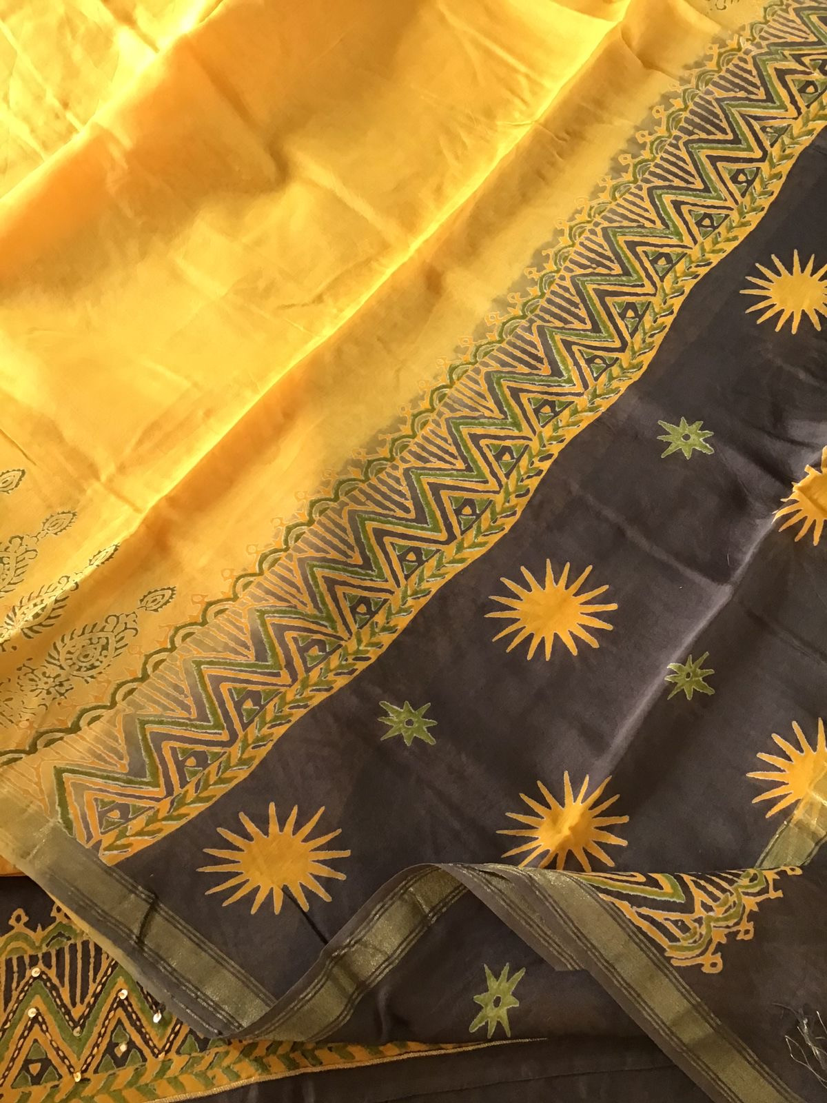 Pure Chanderi Printed Embroidered Suit - Brown