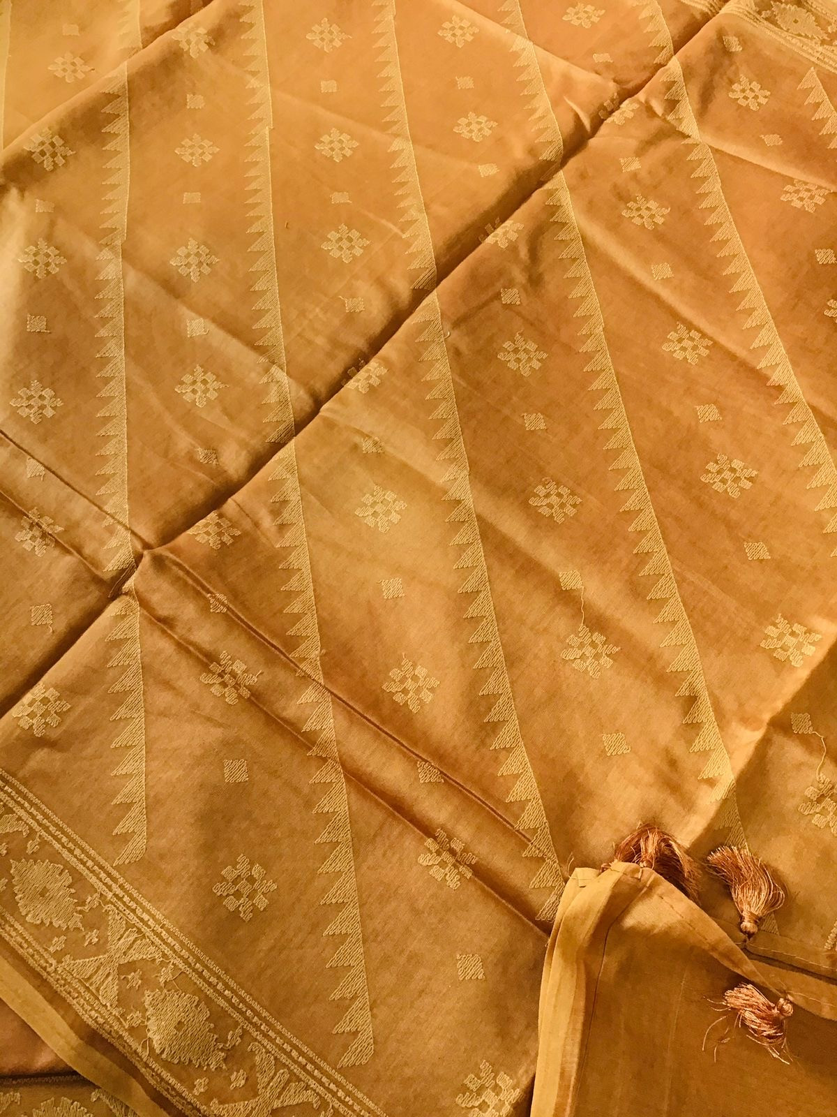 Pure Chanderi Embroidered Suit - Orange