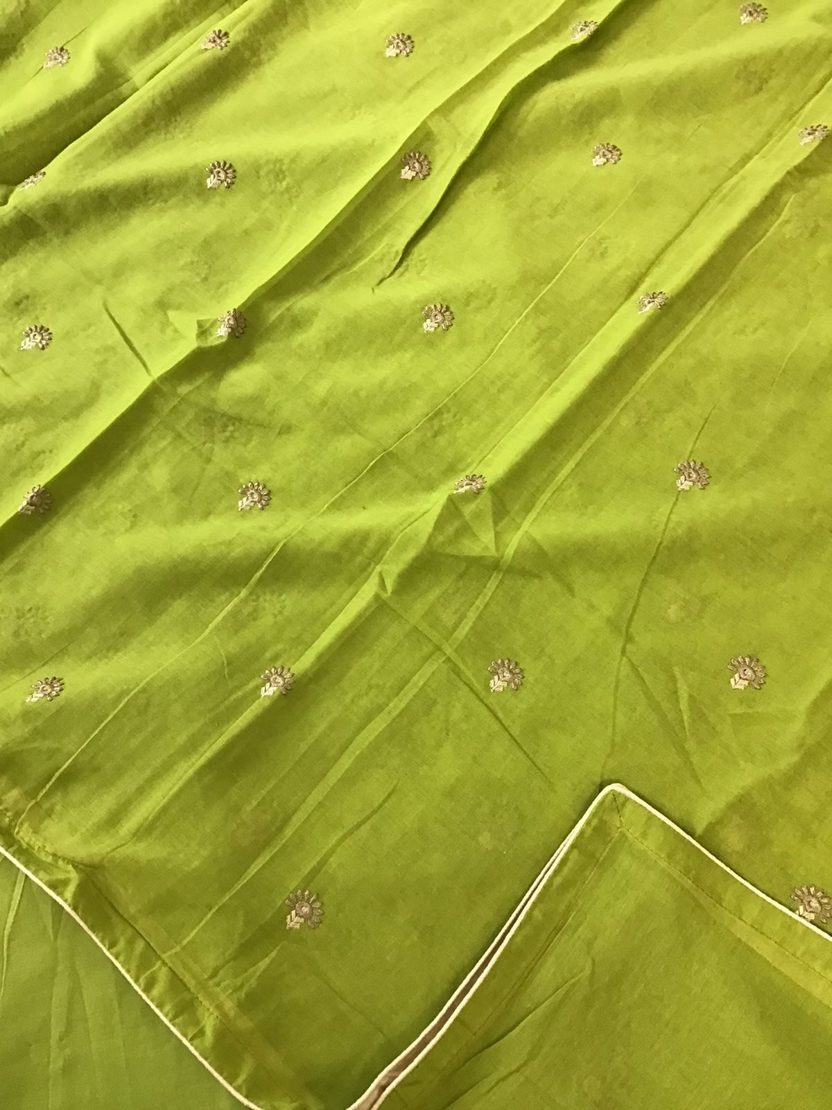 Pure Cotton Printed Embroidered Dupatta Suit - BeigeGreen