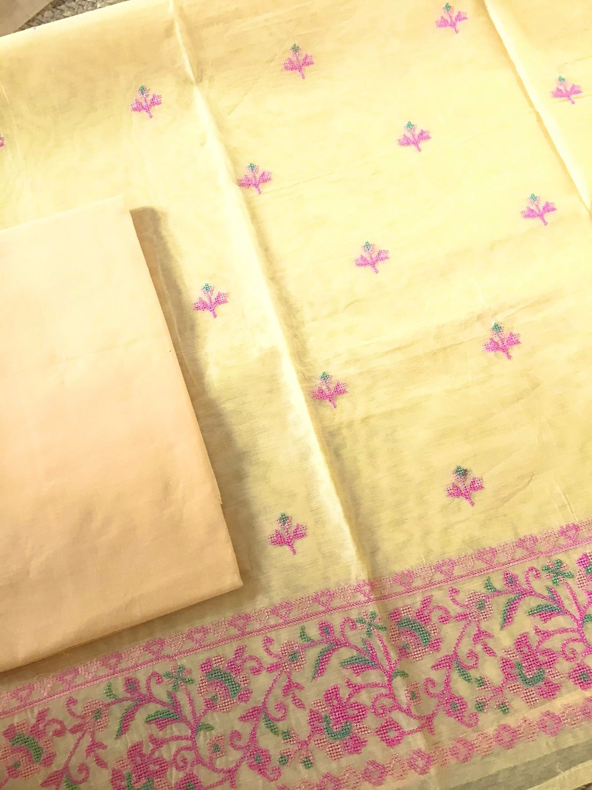 Soft Chanderi Embroidered Suit - Yellow