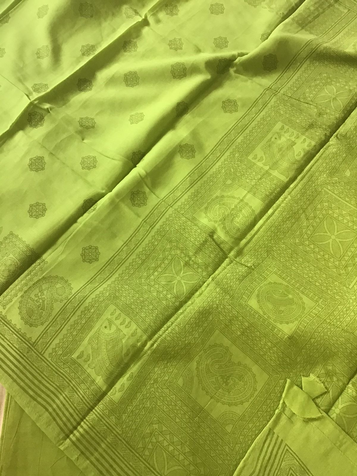 Pure Cotton Printed Suit - Cream