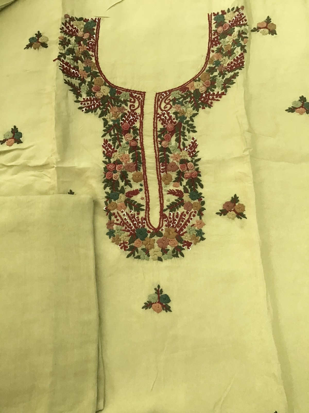 Pure Upada Embroidered Suit - Green