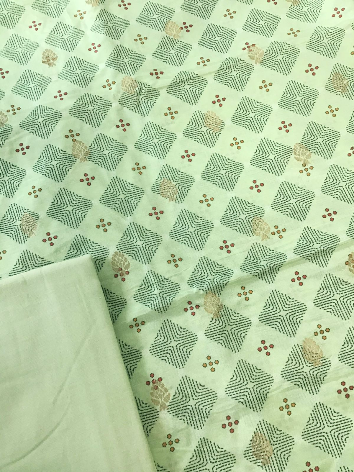 Pure Muslin Silk Printed Suit - Green
