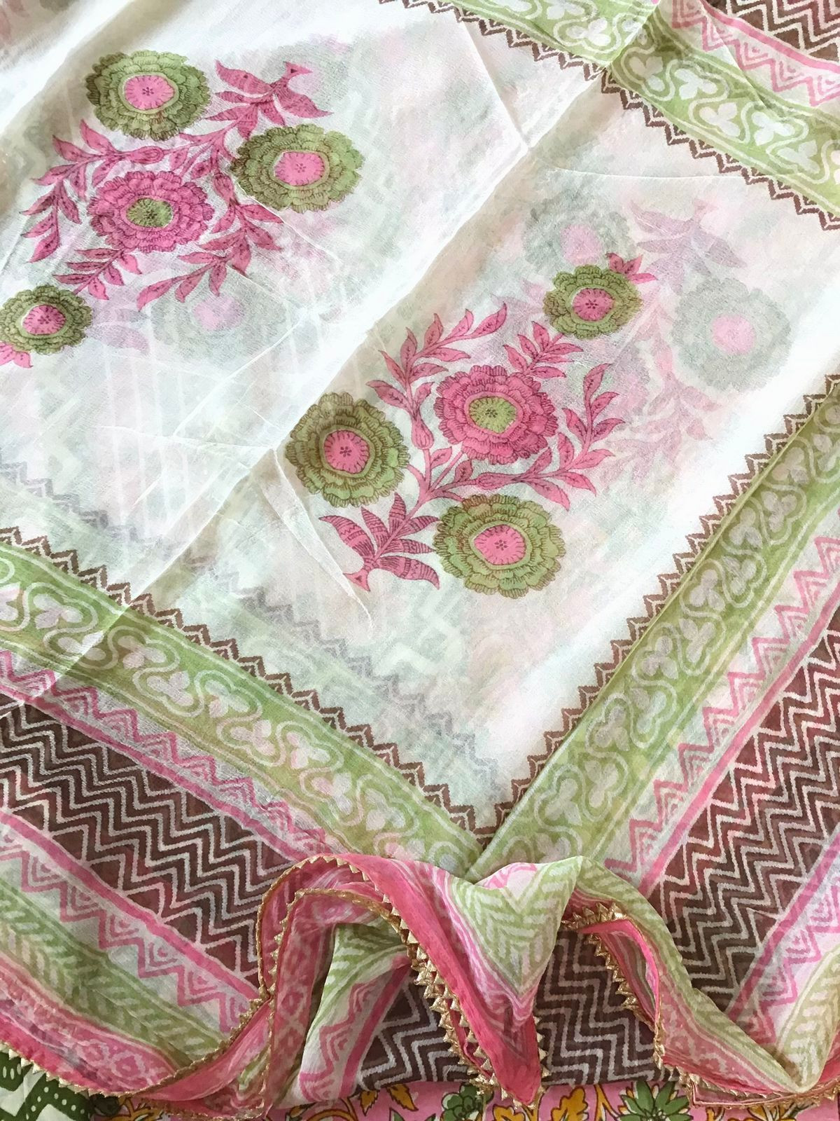 Pure Cotton Printed Embroidered Suit - Pink