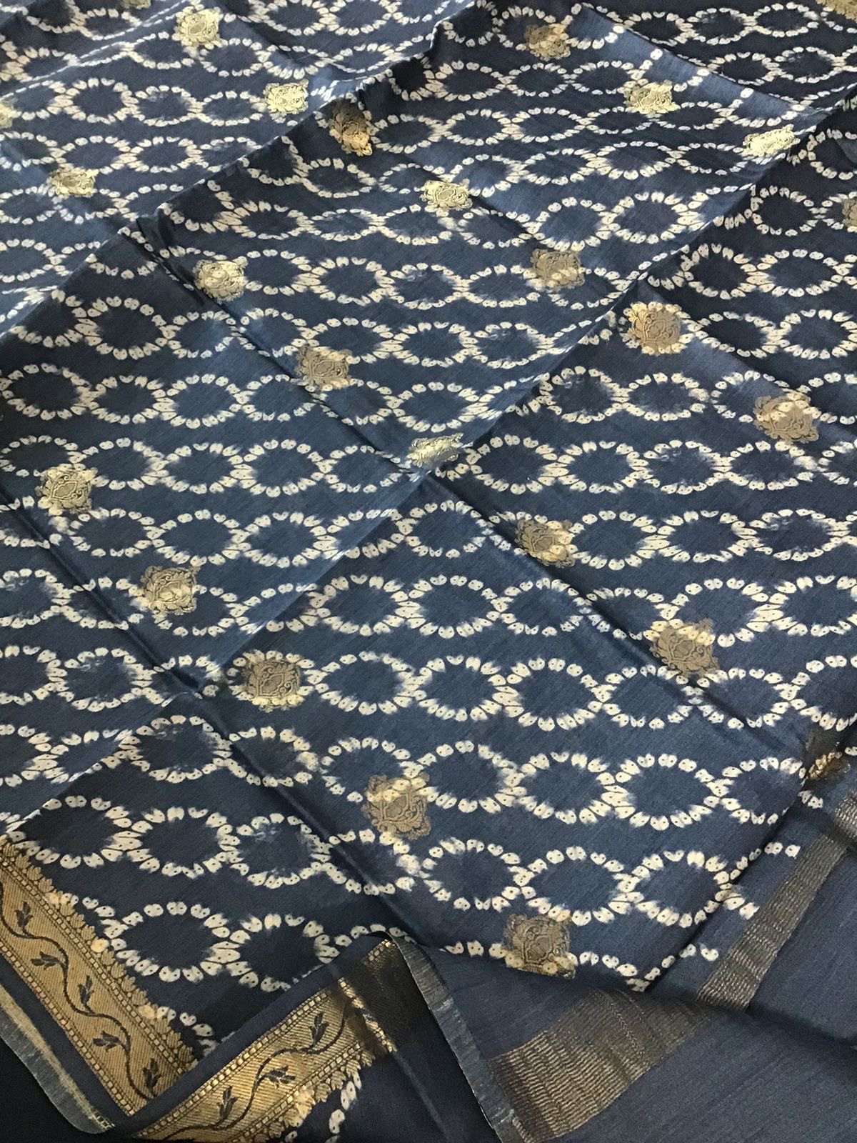 Pure Munga Silk Printed Suit - Blue