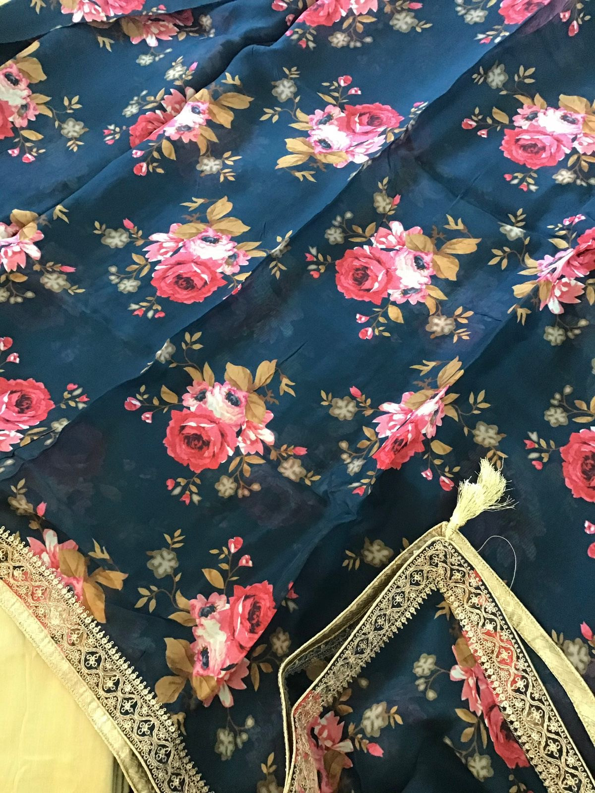 Pure Linen Chanderi Silk Embroidered Suit - Blue