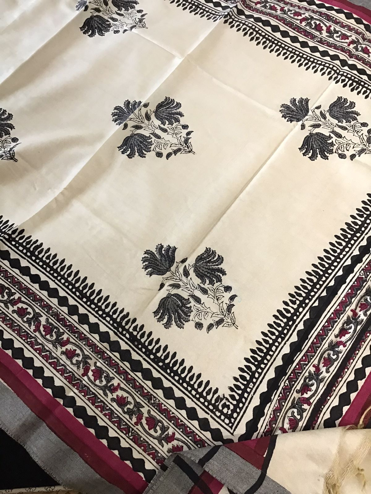 Soft Pashmina Silk Printed Suit - Beige