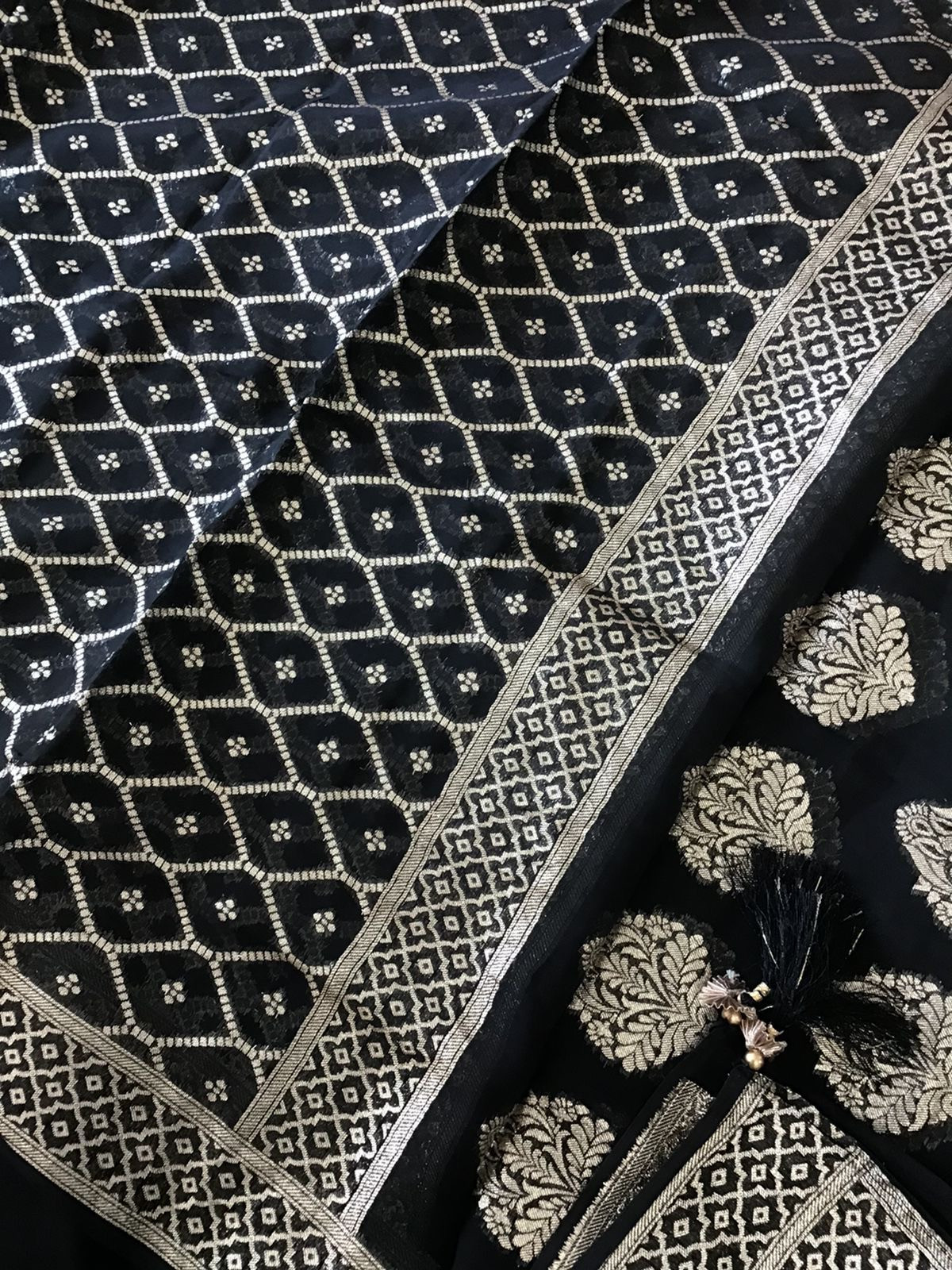 Pure Upada Silk Banarasi Weaved Suit - Black