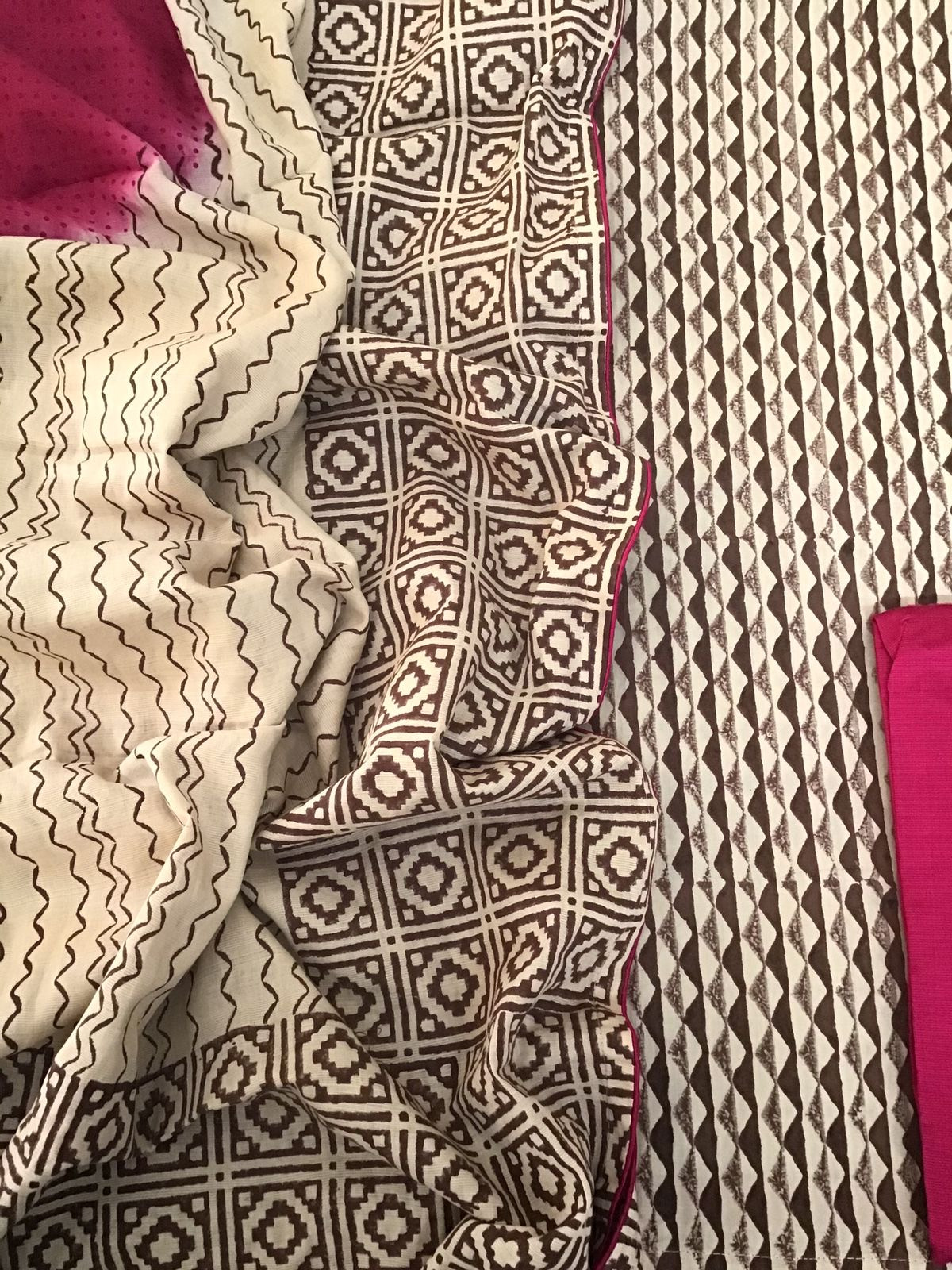 Pure Cotton Printed Suit - Brown