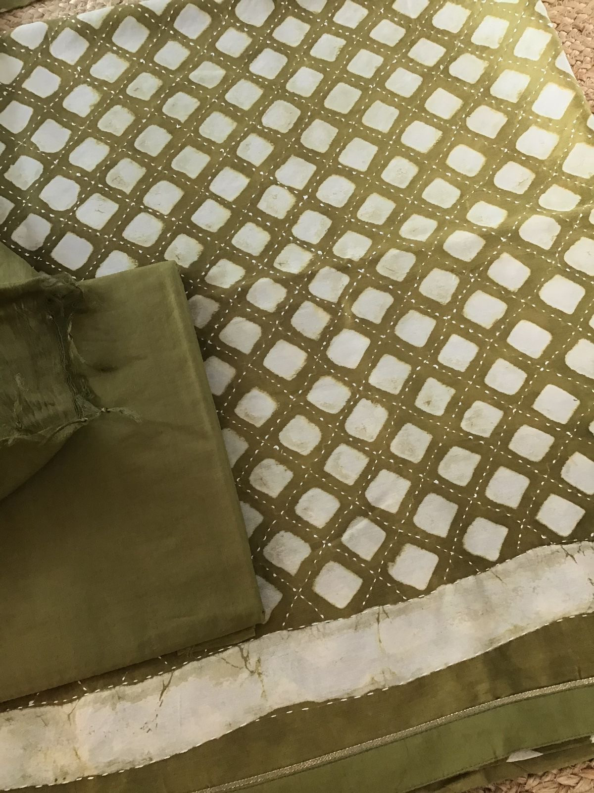 Pure Chanderi Printed Embroidered Suit - Green