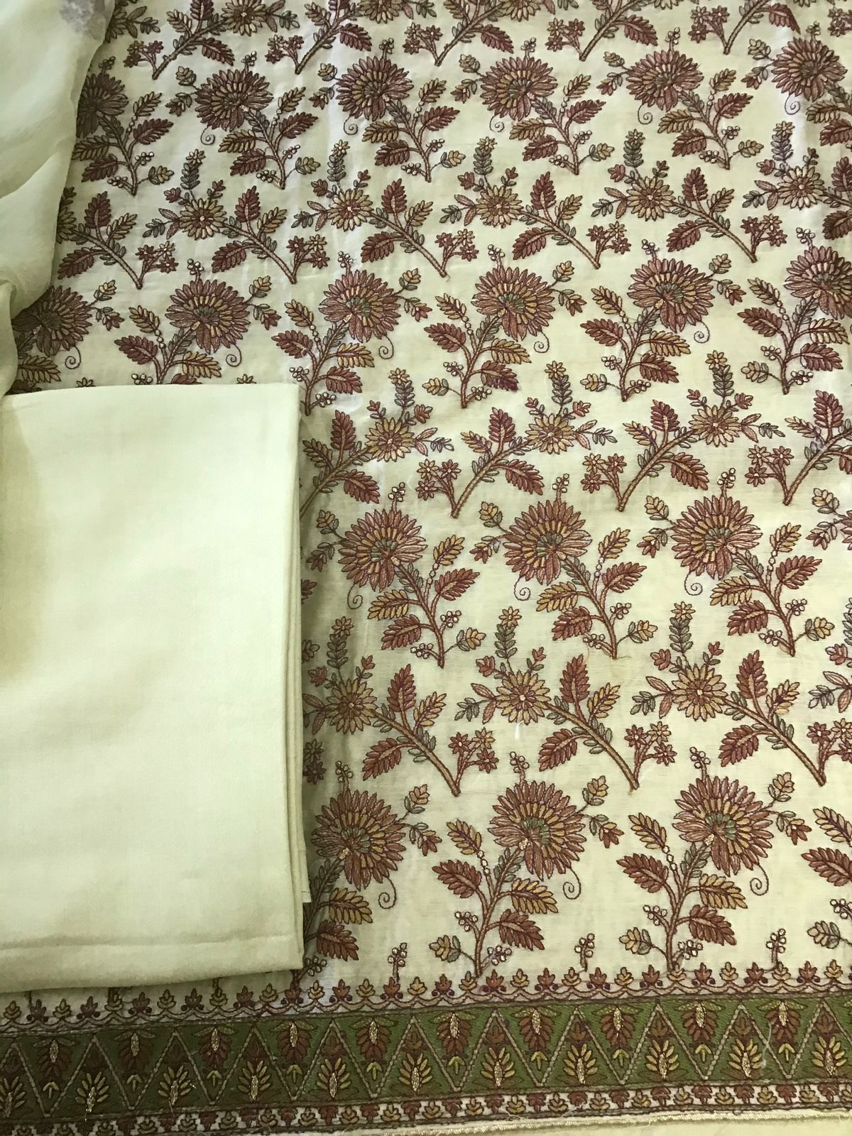 Pure Chanderi Embroidered Suit - Yellow