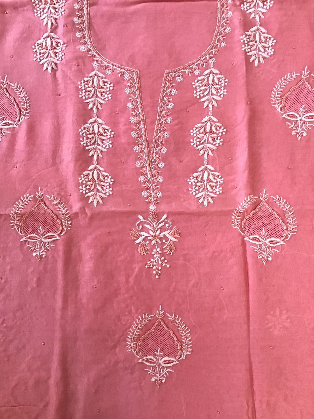 Pure Chanderi Chikankari Embroidered Suit - Pink