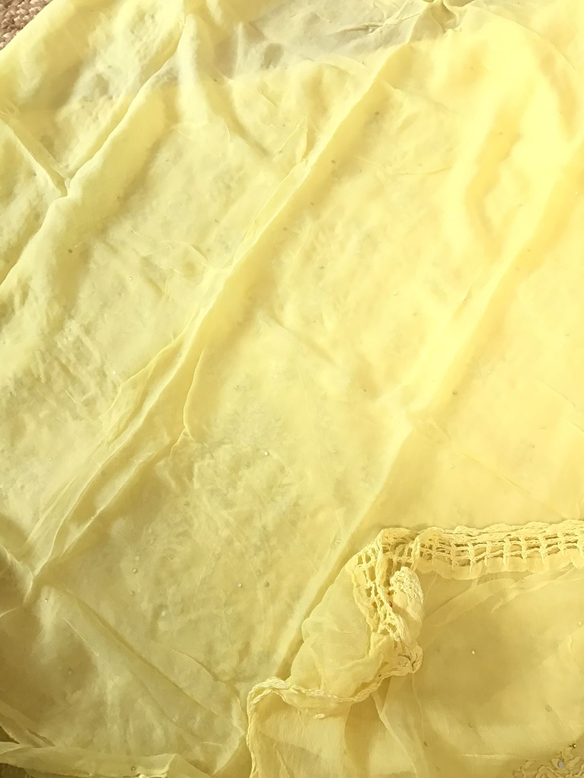 Pure Chanderi Embroidered Suit - Yellow