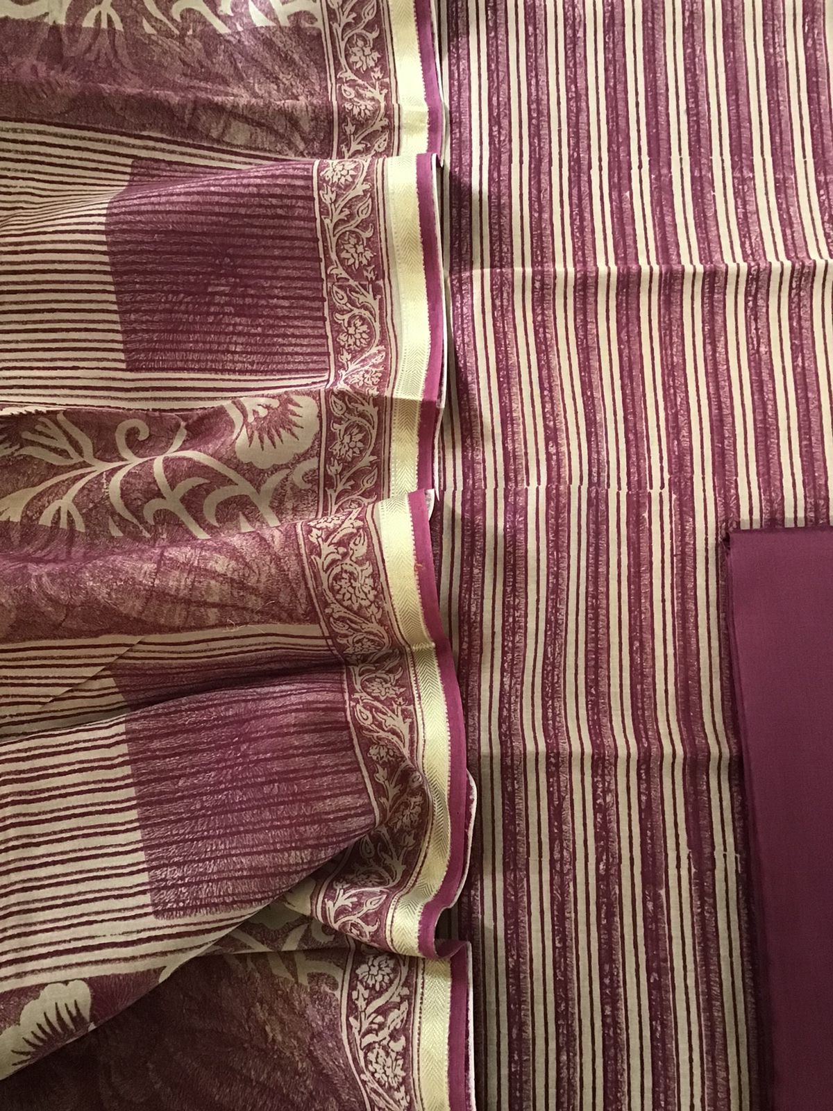 Pure Maheshwari Printed Suit - Maroon