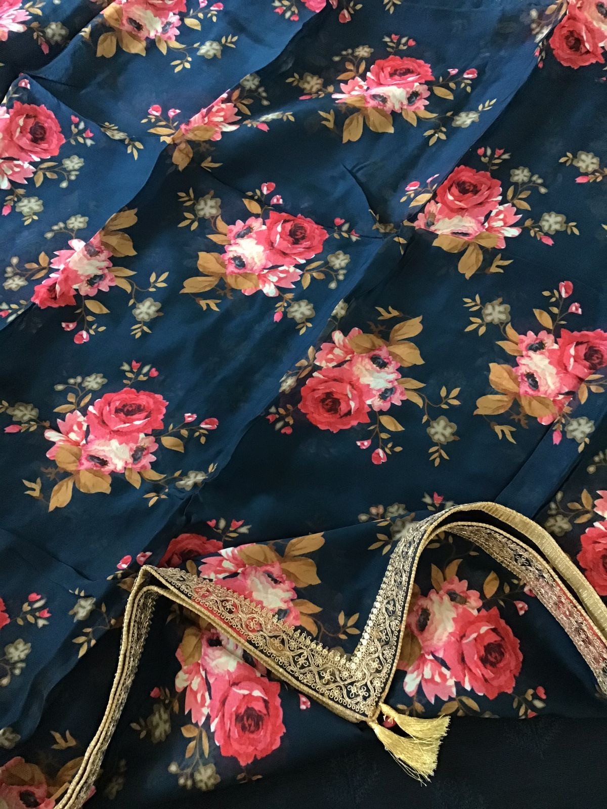 Pure Linen Chanderi Silk Embroidered Suit - Blue