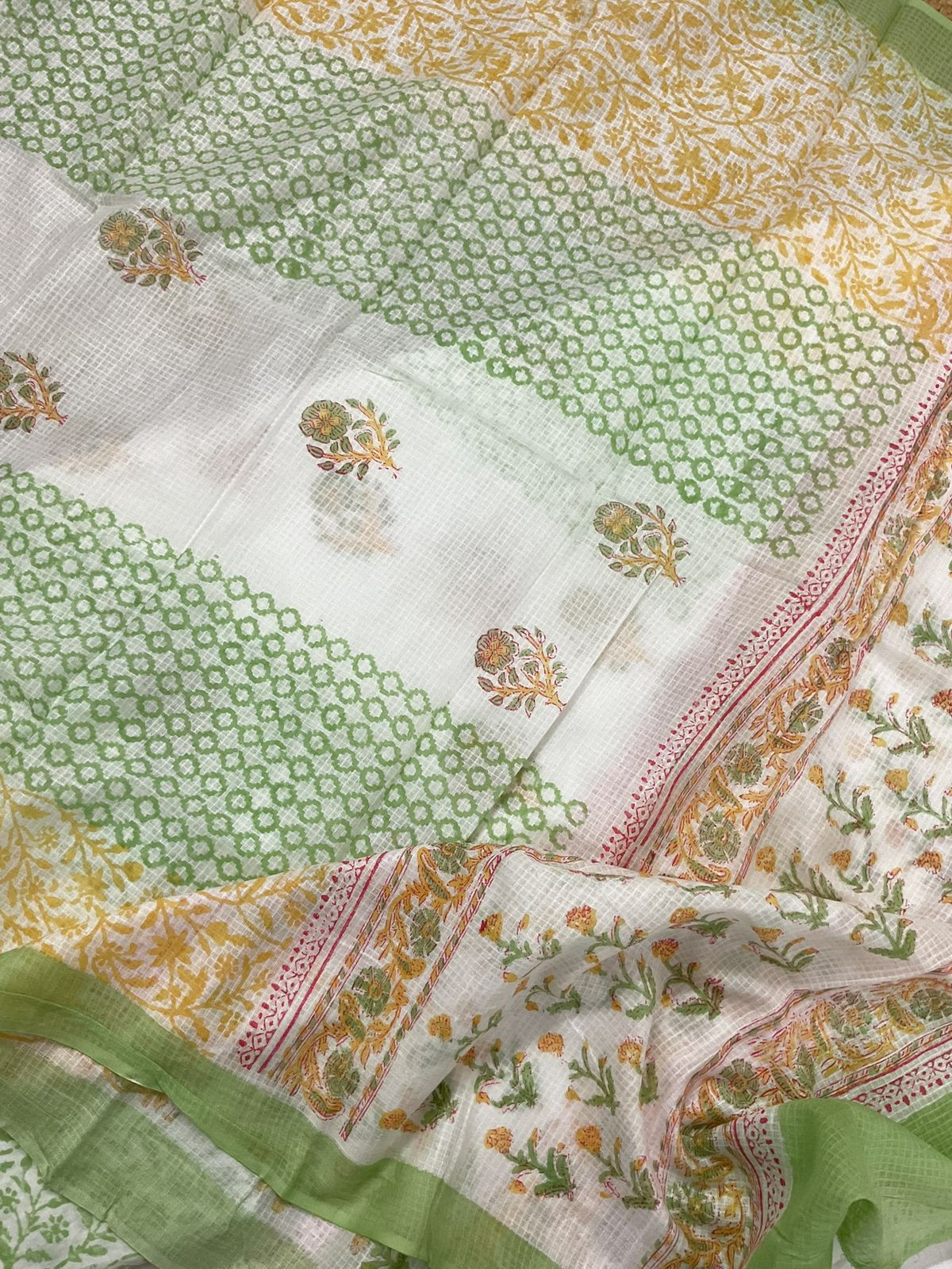 Pure Cotton Printed Embroidered Suit - White