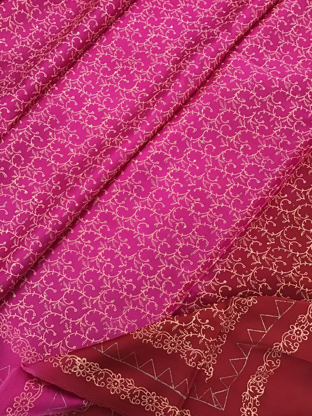 Pure Cotton satin Printed Suit - Pink