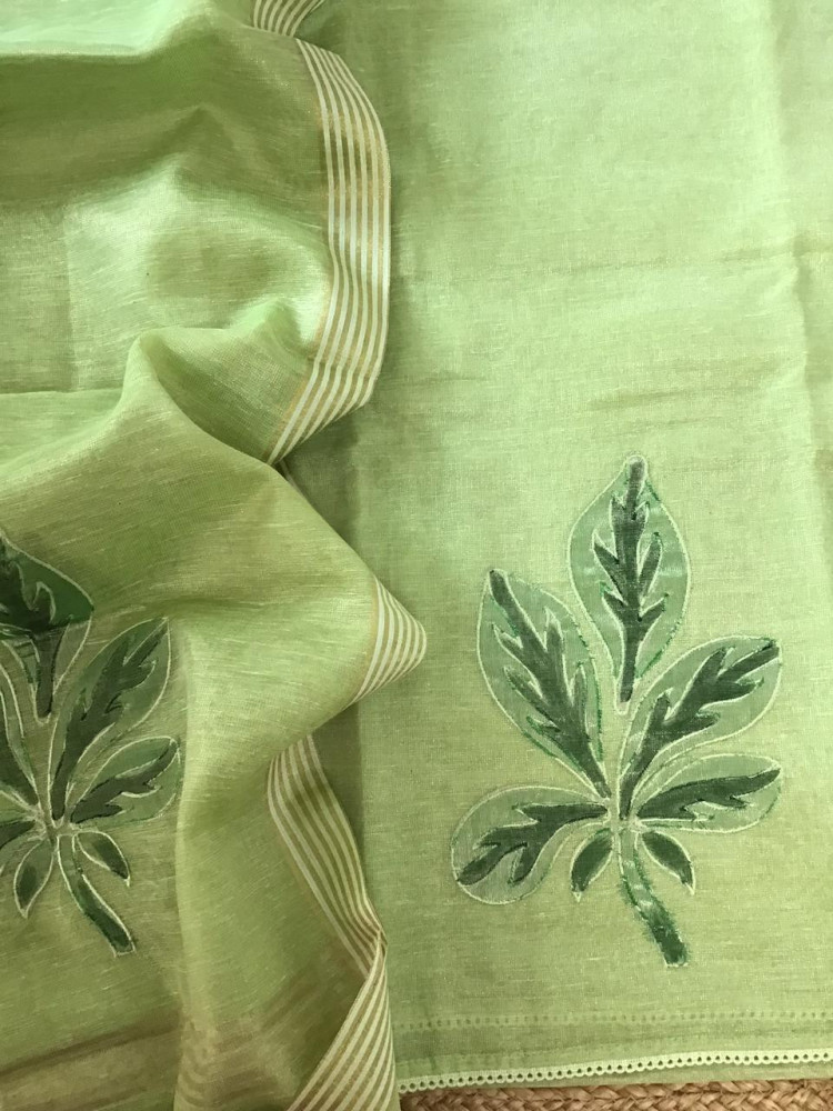 Image of Soft Tissue Chanderi Embroidered Suit - Green