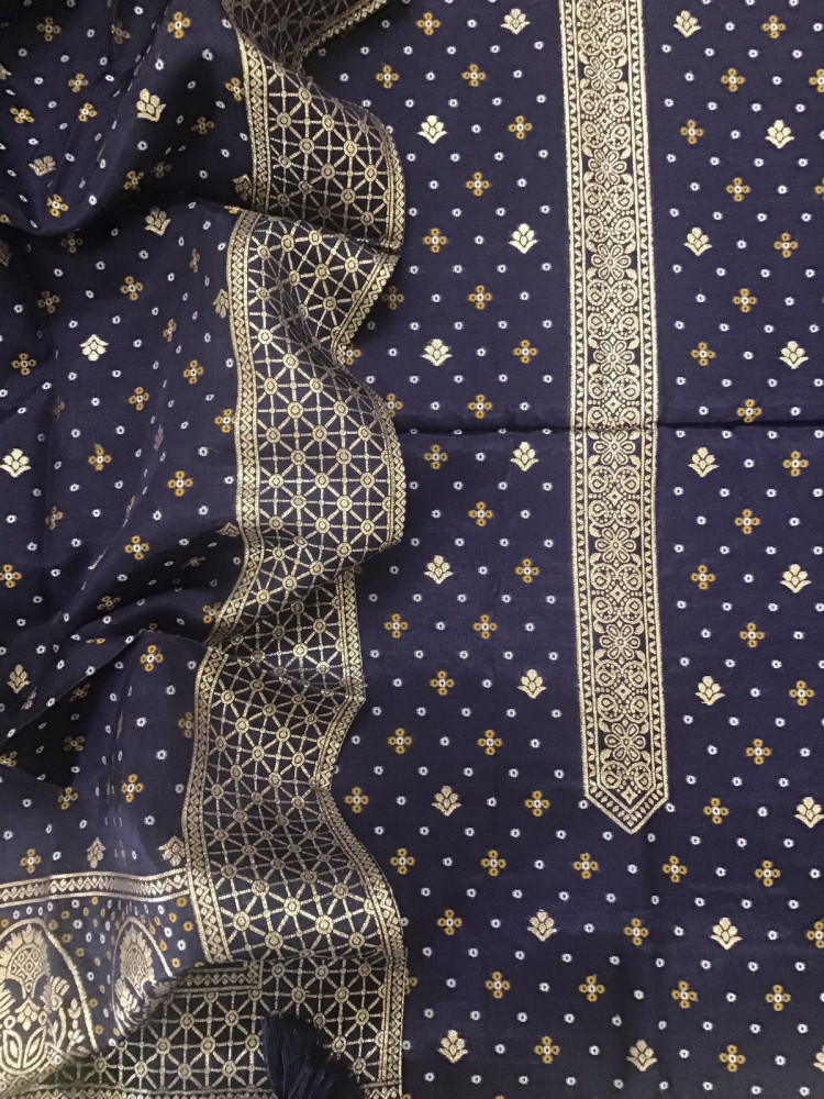 Image of Soft Upada Silk Banarasi Weaved Suit - Blue
