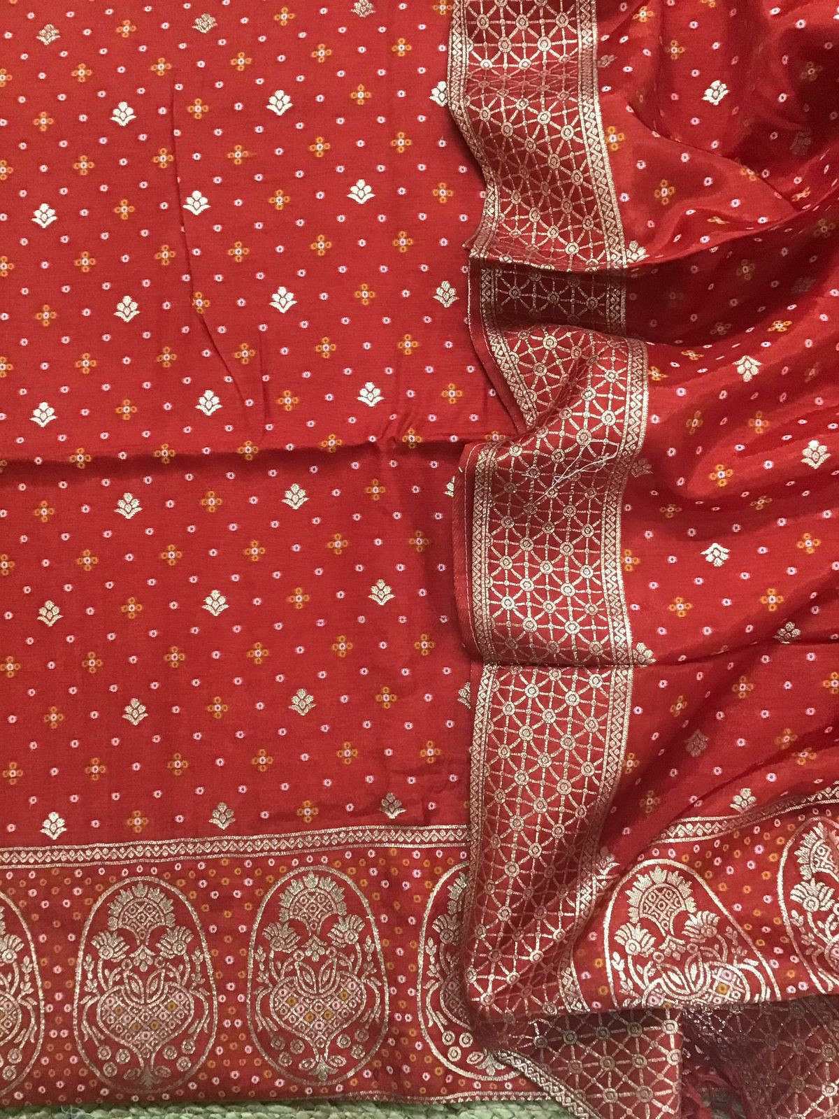 Soft Upada Silk Banarasi Weaved Suit - Red