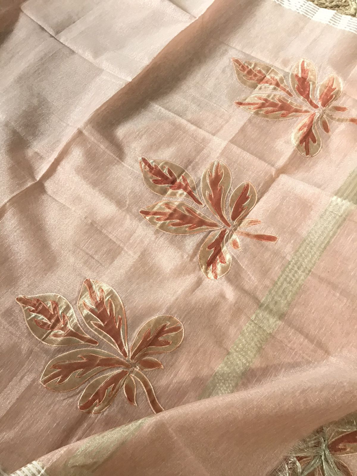 Soft Tissue Chanderi Embroidered Suit - Peach