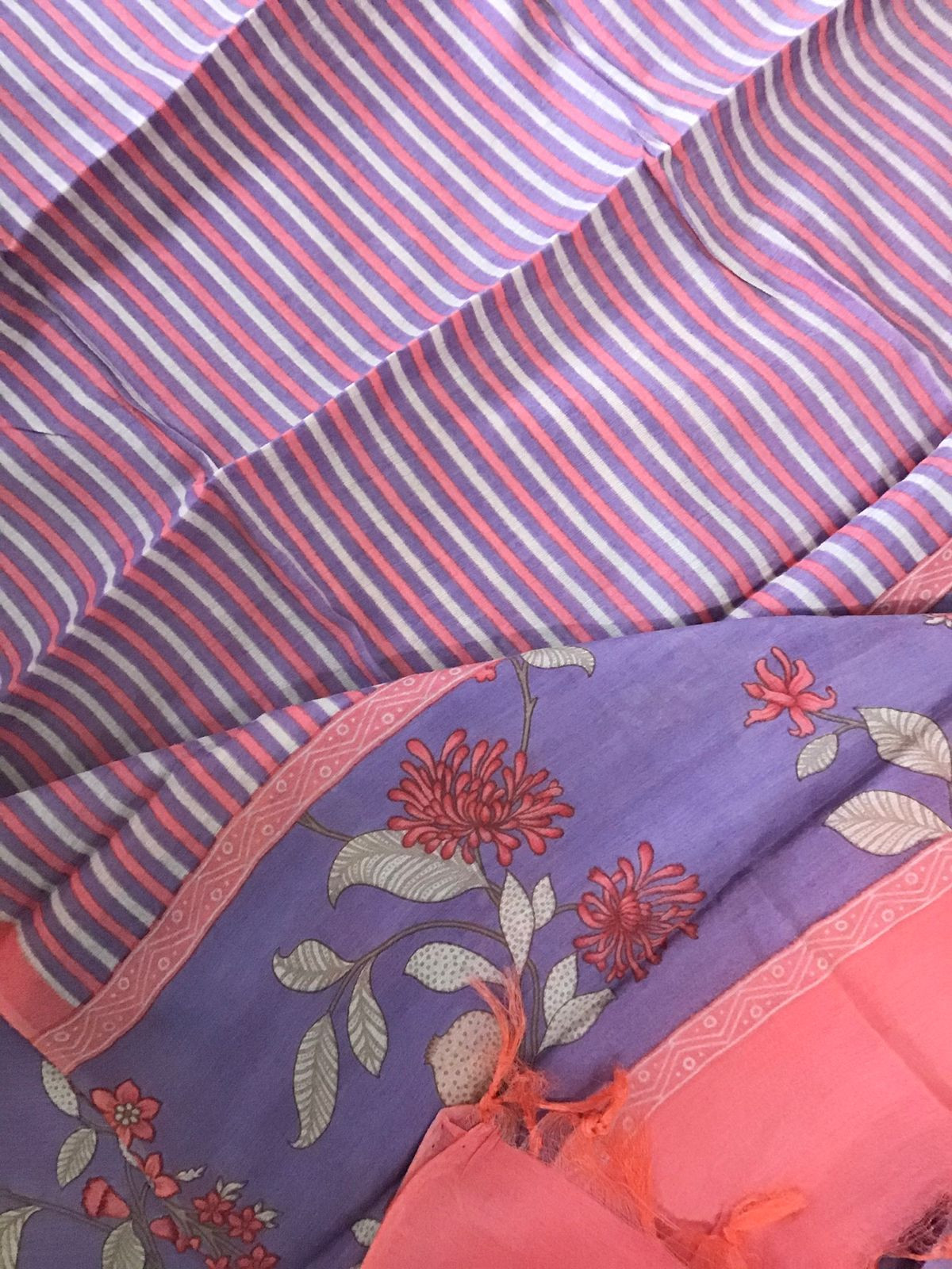 Soft Malai Chanderi Printed Suit - Purple