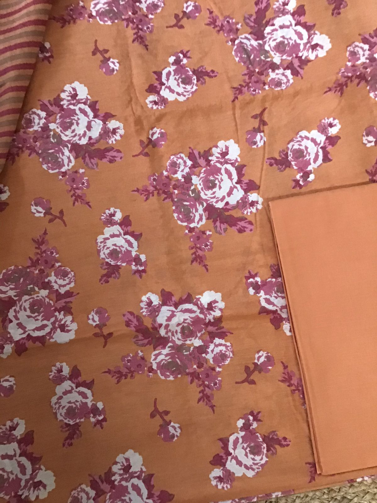 Soft Malai Chanderi Printed Suit - Orange
