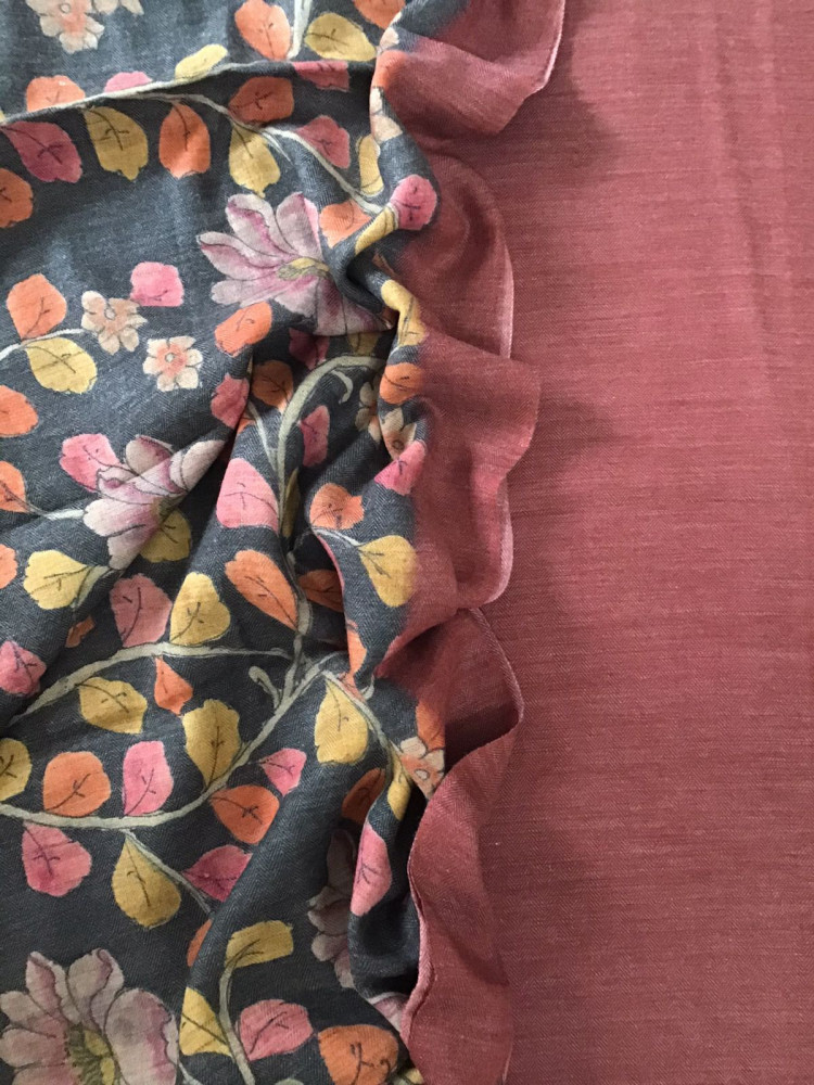 Image of Pure Woollen Basbara Cotton Silk Printed Suit - Brick Red