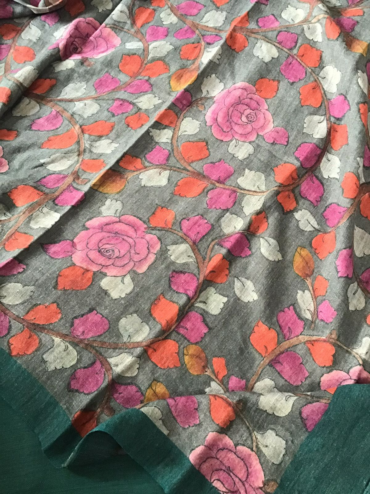 Pure Woollen Basbara Cotton Silk Printed Suit - Green