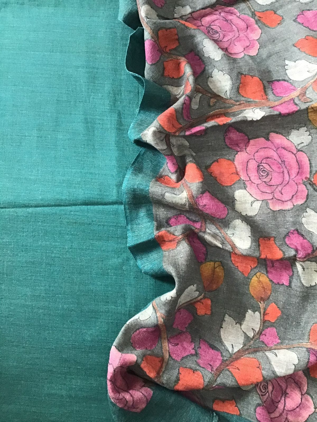 Pure Woollen Basbara Cotton Silk Printed Suit - Green