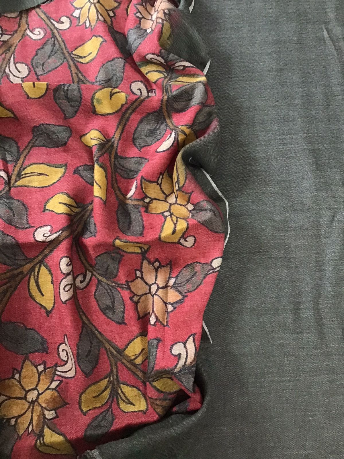 Pure Woollen Basbara Cotton Silk Printed Suit - Dark Grey