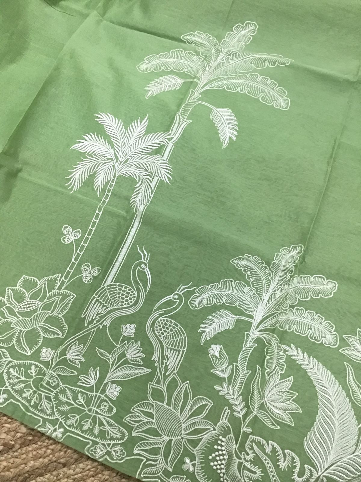 Pure Chanderi Embroidered Suit - Green