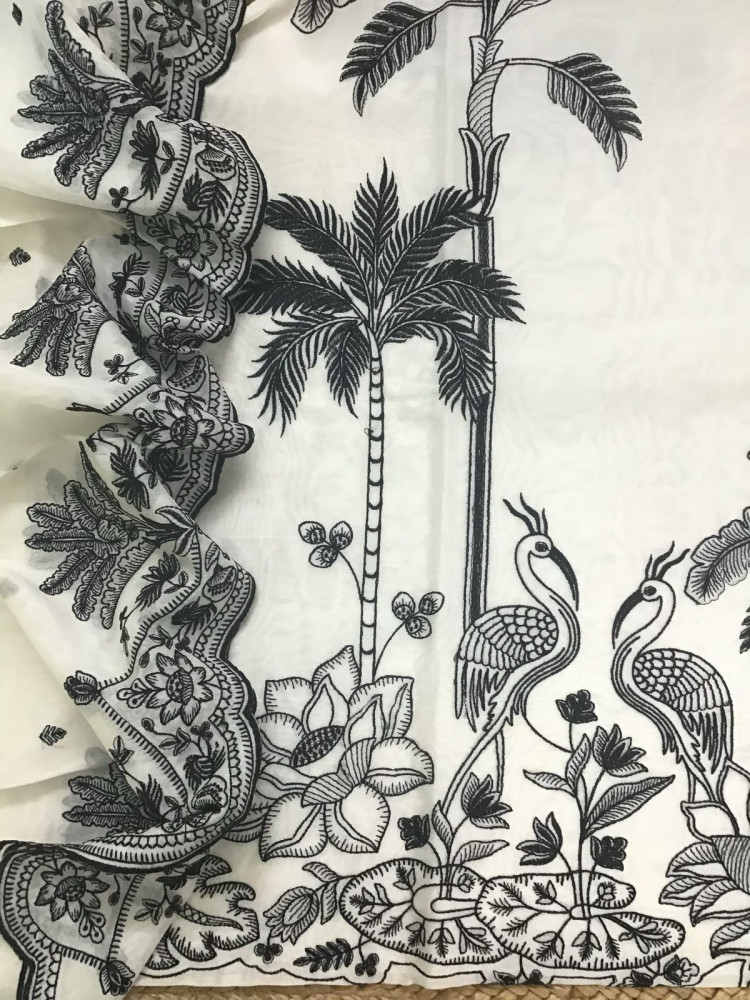 Image of Pure Chanderi Embroidered Suit - Off White